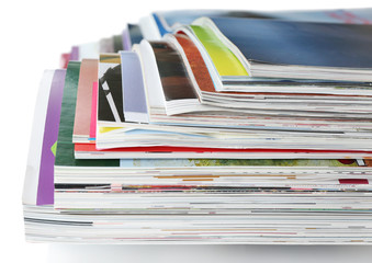 Many magazines close up