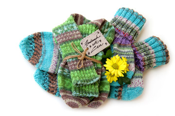 Handgestrickte Wollsocken