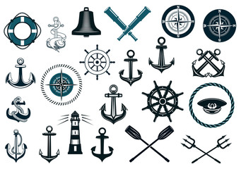Fototapeta premium Set of nautical icons