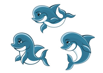 Cartoon little blue dolphins