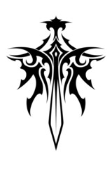 Winged sharp sword tattoo