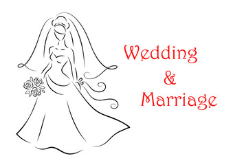 Bride silhouette for marriage and wedding