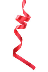 Shiny red ribbon isolated on white