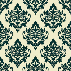 Floral green damask seamless pattern