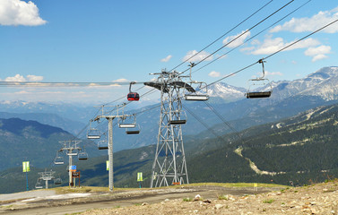 A Junction of Gondolas and Chair Lifts at Whistler