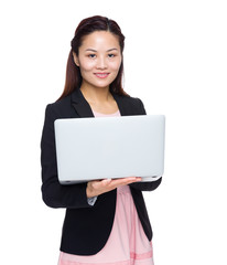 Businesswoman use laptop computer