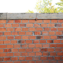 brick wall in residential building construction site