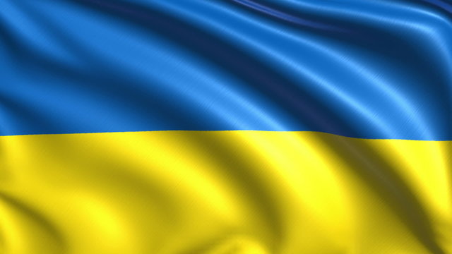 flag of Ukraine with fabric structure; looping
