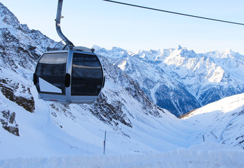 Ski lift in mountains