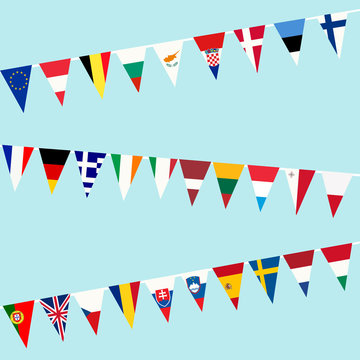 Bunting Of Flags From European Union