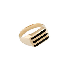 Gold ring on white background