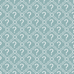 Teal and White Question Mark Symbol Pattern Repeat Background