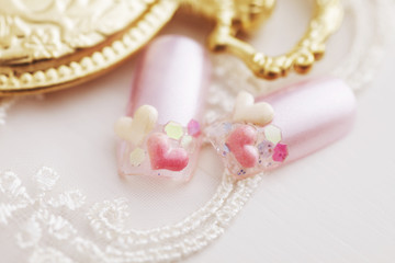 ハートのジェルネイルチップ