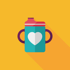 Baby bottle flat icon with long shadow,EPS 10
