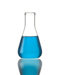 Flask with blue liquid
