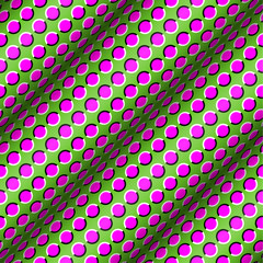 Moving Circles Optical Illusion Vector Seamless Pattern