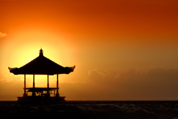 sunset in bali beach