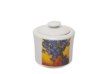 Sugar container on white background