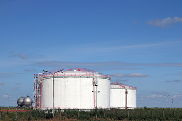 petrochemical plant oil tanks on field