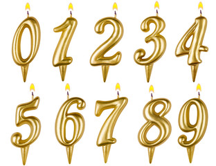 Birthday candles number set isolated on white background