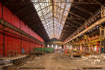 Fototapeta premium Electricity distribution hall in metal industry
