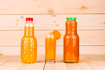 Two juices of orange and carrot.