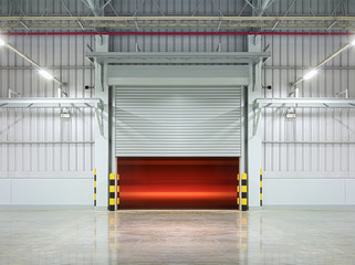 Roller door or roller shutter. Also called security door. Automatic operation with electric motor....