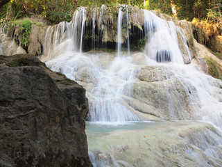 Waterfall with water flowing around