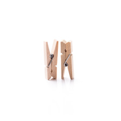 wooden pegs isolated on wgite background