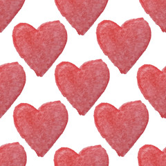 Watercolor seamless pattern with hearts. Vector illustration