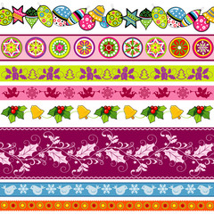 Set of New Year and Christmas ribbons