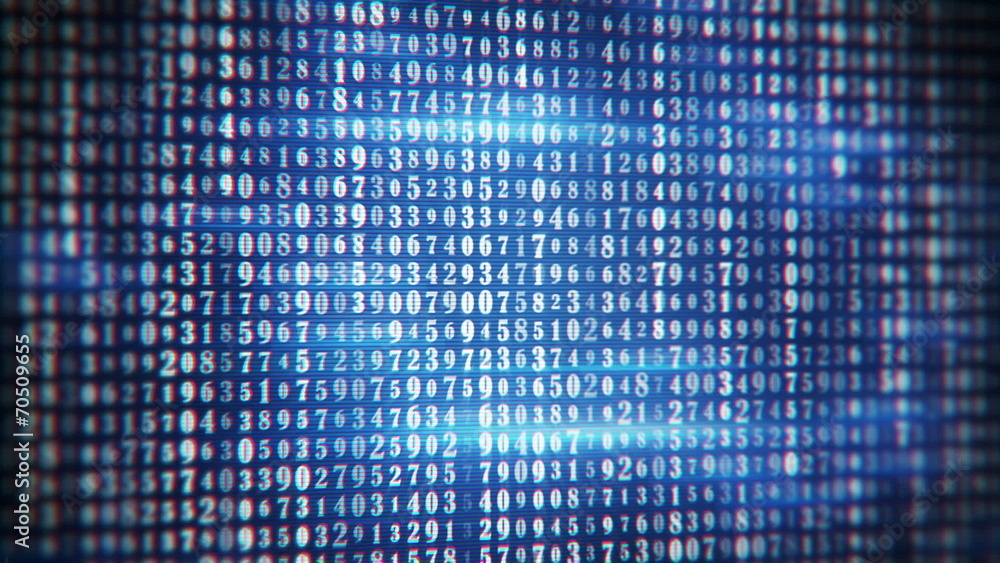 Poster blue numbers on monitor seamless loop