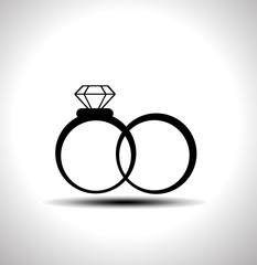 Wedding rings vector icon