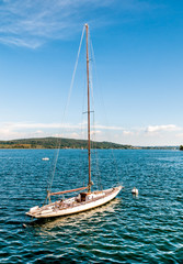 Old wooden boat on the lake Maggiore