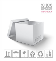 White open box. Vector illustration.