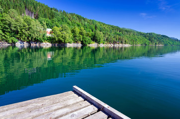 Summer view from the bridge in Norway