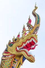 Fototapeta na wymiar Thai dragon or king of Naga statue