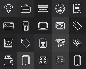 Outline icons thin flat design, modern line stroke style