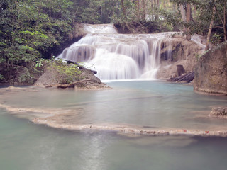 Waterfall with water flowing around