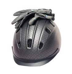 Fototapeta premium Horse riding grey helmet and gloves