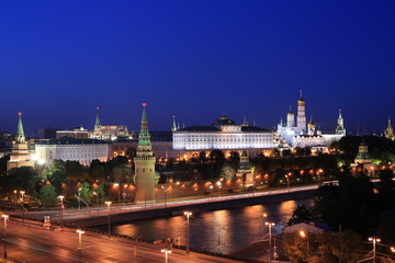 Obraz premium Russia, Moscow view of the Kremlin and the red square at night