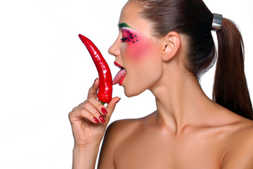 Girl posing with pepper