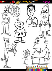 people set cartoon coloring page
