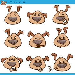 dog emoticons cartoon illustration set