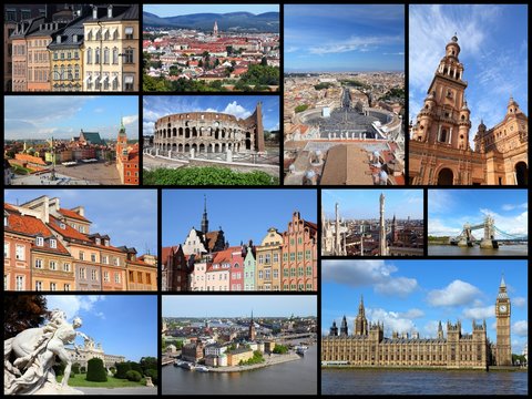 Europe cities - travel photo collage
