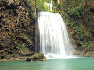 Waterfall with water flowing around