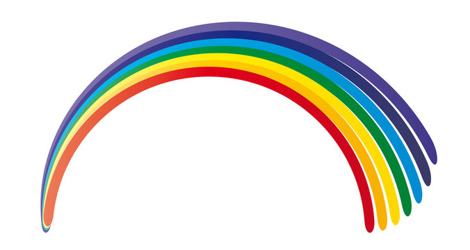 Regenbogen - Logo in den Regenbogenfarben, Freiheit, Gleichheit und selbstbewußtes Leben, Bogen der Hoffnung und Toleranz, Vektor, isoliert