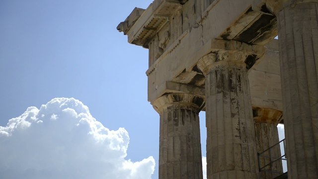 Acropolis and Parthenon on the hilltop in Athens, Greece.