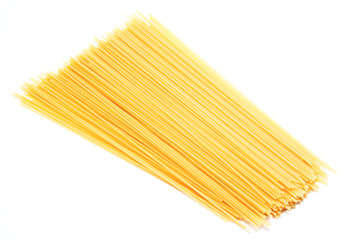 Uncooked Italian spaghetti isolated on a white