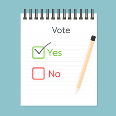 Referendum clipboard, Vote Yes and No